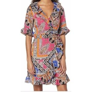 find. Women's Wrap Dress Multicolor, Paisley design 2XL